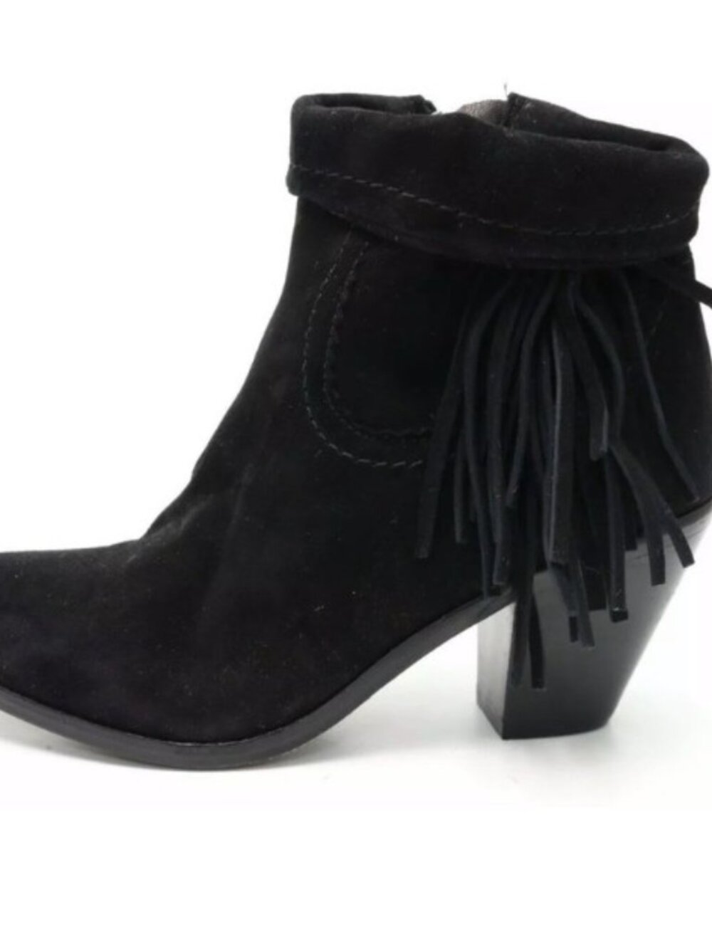 Sam Edelman Louie Booties Black Suede Fringe 7